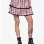 Hot Topic Pink Plaid Lace Up Tiered Skirt Scene Rave Pastel Goth Size XL Photo 0