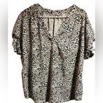 Gap Low Cut V-Neck Loose Fit Animal Print Women’s Short Sleeve Cuff Blouse Xl Photo 8