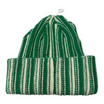 Free People  Green and White Striped Beanie Photo 0