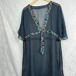 Anne cole Women's Ditsy Floral V Neck Front Tie Tunic Cover Up Size XL Photo 2