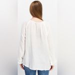BeachLunchLounge  100% cotton white gauzy summer beach tunic top, long sleeve,M/L Photo 3