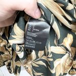 H&M Blouse Women Size 2 Gold Floral Wide Frill-Collared Mock Neck Long Sleeve Photo 2