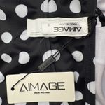 Aimage Black White Polka Dot Halter Neck Flounce Swim Dress Size S Photo 3