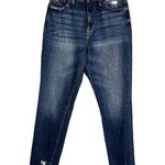 KanCan Mom Fit High Rise Straight Leg Jeans Sz 24 Medium Wash Raw Hem Crop Ankle Blue Photo 0