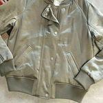 Abercrombie & Fitch Olive Green Satin Classic Bomber Jacket Photo 0
