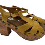 O'Neill  Women's Yellow Cassidy Wedge Cork Leather Ankle Strap Sandals NWT Size 8 Photo 0