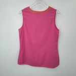 Lucy & Laurel  linen blouse large embroidered sleeveless tank top pink orange Photo 2