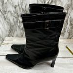 Paloma Women Sz 10 Black Leather Stiletto Heel Boots Square Toe Sexy Whimsygoth Photo 11