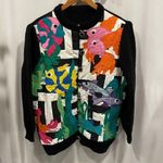 Fab funky fish quilted front sweater chunky button hand made oversized Pink Size XL Photo 0