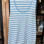 LAKE Pajamas pima cotton tank top striped sky scoop long line sleeveless top Blue Size L Photo 6