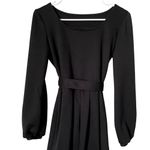 Little black dress long sleeved circle neckline pleated classic vintage simple Size M Photo 4