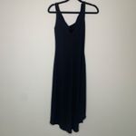 French Curve Black Draped Neck Back V Neck Sz Large Size M Photo 6