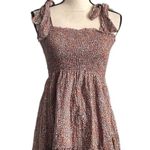 Aerie Brown All Day Printed Smocked Shoulder Tie Photo 1