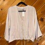 Sugar Lips NWT Sugar + Lips blush tan zip front vneck blouse Photo 0