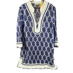 Debbie Katz Tunic Shirt Dress XL Cover Up White Navy SANDY PIPER Resort Boating Blue Photo 2