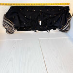 Anthropologie  Pilcro Shirt Women Medium Black Tan Embroidered Boho Cottage Puffy Photo 5