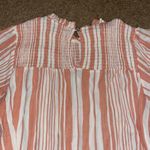 Staccato coral striped shirt, flutter sleeves and smocked neck with ruffles, size Small Photo 4