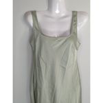Aritzia Wilfred Sage Green TRYST Square Neck Mini Satin Slip Dress Women's Small Photo 2
