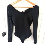 Free People  Asymmetrical Abbie Bodysuit Black. Size Medium. Photo 2