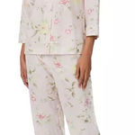 Ralph Lauren Lauren  Long Sleeve Notch Collar Floral Knit Pajama Set Size M Photo 0