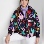 Wild Fable  Womens Puffer Jacket Black With Colored Hearts Size M Photo 4