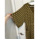 Garnet Hill  Ikat Jumpsuit Size M Olive Tencel Cropped Wide Leg Kimono‎ Sleeve Photo 2