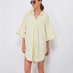 Tuckernuck Pomander Place Pia Striped Cotton Dress Swim Cover Up Yellow Tan XL Photo 1