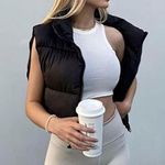 Crop Vest Lightweight Sleeveless Outerwear Puffer Vest, Size S Black Photo 0
