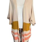 By Together Color Block Long Open Cardigan Short Sleeve Sweater M/L Photo 0