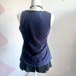 Requirements Navy Pleated Tank Top, Modern Minimalist, Preppy, Classy, Office Chic, Medium‎ Photo 2
