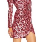 Jonathan Simkhai Metallic Vine Jacquard Mock Neck Puff Sleeve Cocktail Dress Red Size 4 Photo 0
