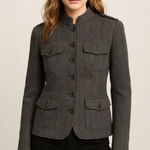 Banana Republic  Vintage Wool Blend 10 Women's Gray Military Style‎ Jacket Blazer Photo 0
