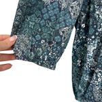 Michael Kors Blue Paisley Floral Scoop Neck Bracelet Sleeve Blouse Top size L Size L Photo 4