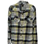 O'Neill  Women's Yellow Gray 100% cotton button up flannel long sleeve shirt XL Photo 0
