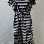 Olive & Oak Navy Blue and Cream Striped High Waisted Jersey Dress Size M… Photo 0