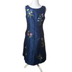 Eshakti Wayward Fancies Floral Embroidery Dupioni Empire Midi Dress Navy Size SM Photo 7