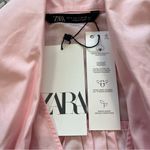 ZARA Pink Poplin Neck Tie Long Sleeve Blouse Small Photo 10