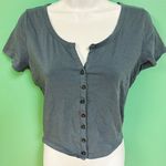 Hollister Blue Button Through Baby Tee Crop Top Photo 5
