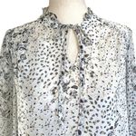 Joie  Women's White Floral Blouse Top‎ Sheer w/ Ruffles SZ Small Photo 1