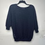 Jones New York  Women's Sweater Size Medium Navy Blue Open Knit Photo 7