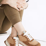 Madewell Kickoff Trainer Sneakers Leopard Calf Hair Nubuck Faraway Sky Size 8.5 Photo 0