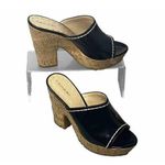 Tahari Women’s  Miami Wedge Black Platform Shoes Size 7.5 Open Toe Photo 0