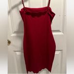 SheIn  Strapless Red Scalloped Dress Photo 1