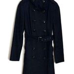 Guess Y2K Black Double-Breasted wool pea trench coat ladies size small belted Photo 0
