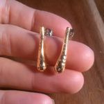 Simulated White Diamond Stainless Steel and Brass Earrings Photo 7