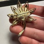 Avon Lotus Flower Gold Tone Brooch Pin Signed Photo 5