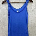 Aerie Tank Top Womens L Blue Lace Trim Scoop Neck Coquette Y2K Retro Indie Photo 0