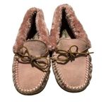 Minnetonka Pink Suede Moccasins Flats Women's Shoes Size 10Fur Lined Photo 0
