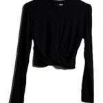 Divided Black Crop Tie Front Blouse Photo 0