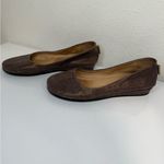 French Sole Brown Leather Gold Shimmer Ballet Zeppa Wedge Slip Photo 2